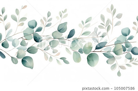 Watercolor eucalyptus background. Illustration AI Generative 105007586