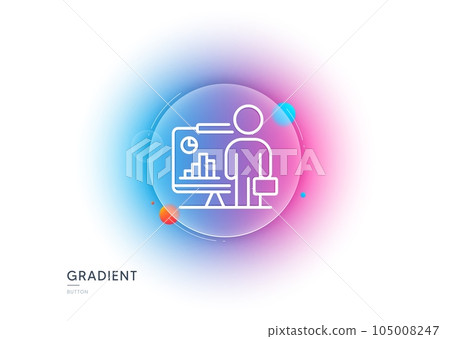 Teacher line icon. Gradient blur button with glassmorphism. Conference presenter sign. Education seminar symbol. Transparent glass design. Teacher line icon. Vector Teacher line icon. Gradient blur button with glassmorphism. Conference presenter sign. Education seminar symbol. Transparent glass design. Teacher line icon. Vector 105008247