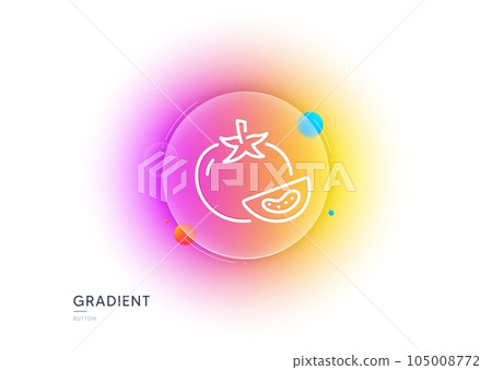 Tomato line icon. Gradient blur button with glassmorphism. Vegetable food sign. Diet nutrition symbol. Transparent glass design. Tomato line icon. Vector Tomato line icon. Gradient blur button with glassmorphism. Vegetable food sign. Diet nutrition symbol. Transparent glass design. Tomato line icon. Vector 105008772