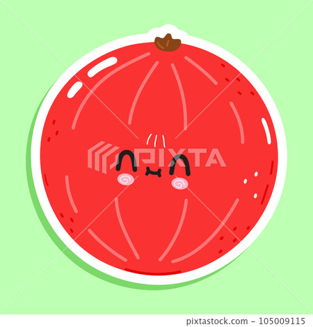 Sticker Red Ribes character. Vector hand drawn cartoon kawaii character illustration icon. Isolated on green background. Red Ribes character concept 105009115