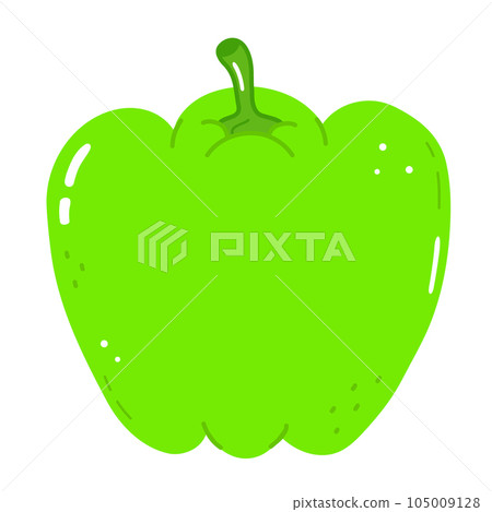Green pepper character. Vector hand drawn cartoon kawaii character illustration icon. Isolated on white background. Green pepper character concept 105009128