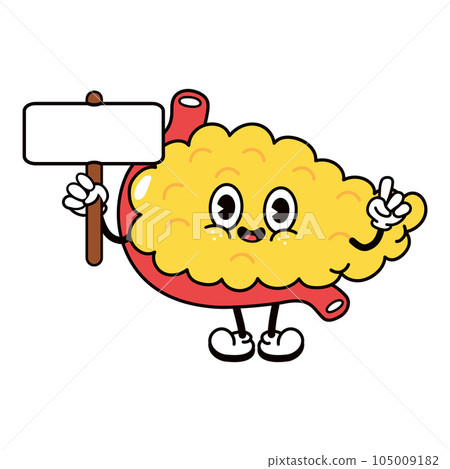 Cute funny Pancreas with an inscription character. Vector hand drawn traditional cartoon vintage, retro, kawaii character illustration icon. Isolated white background. Pancreas character Cute funny Pancreas with an inscription character. Vector hand drawn traditional cartoon vintage, retro, kawaii character illustration icon. Isolated white background. Pancreas character 105009182