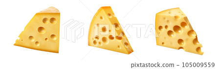 Piece of cheese vector set isolated on white Piece of cheese vector set isolated on white 105009559