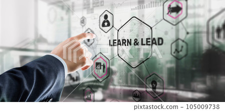 Man clicks on the inscription Learn and Lead 105009738