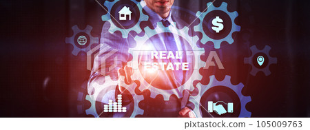 Real Estate Property insurance and security concept. Gears icon 105009763