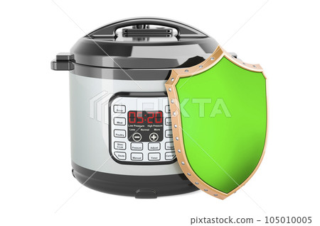 Automatic Multicooker with shield. 3D rendering Automatic Multicooker with shield. 3D rendering 105010005
