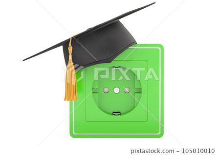 Electrical outlet, socket with education hat. 3D rendering Electrical outlet, socket with education hat. 3D rendering 105010010