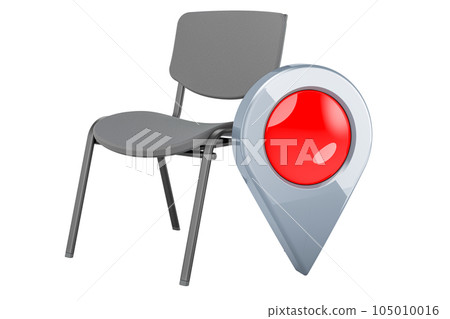 Office Chair with map pointer. 3D rendering Office Chair with map pointer. 3D rendering 105010016