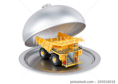 Restaurant cloche with dump truck, 3D rendering 105010018