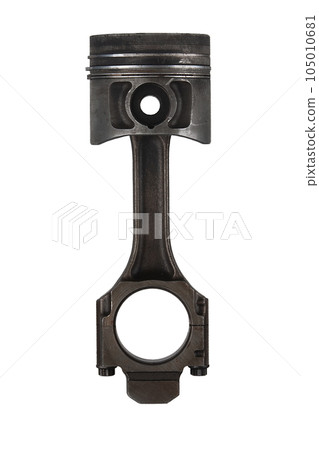 engine piston with connecting rod isolated on white 105010681