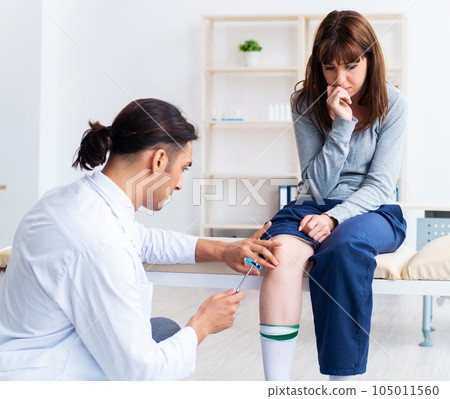 Mentally ill woman patient during doctor visit Mentally ill woman patient during doctor visit 105011560