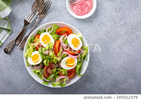 Spring vegetable salad with boiled eggs Spring vegetable salad with boiled eggs 105012379