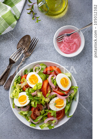 Spring vegetable salad with boiled eggs Spring vegetable salad with boiled eggs 105012382