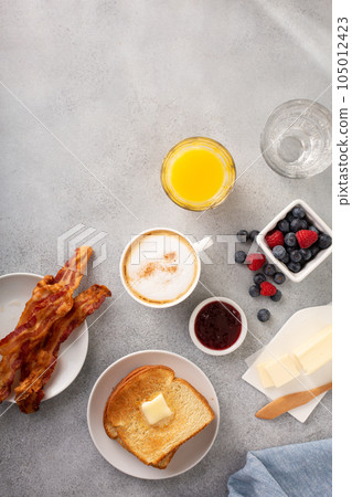 Traditional continental breakfast with toast 105012423