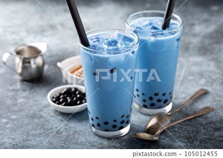 Butterfly pea milk bubble tea Butterfly pea milk bubble tea 105012455