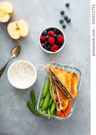 Lunch container with lunch to go for kids or adults Lunch container with lunch to go for kids or adults 105012753