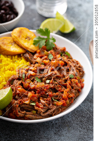 Ropa vieja, flank steak dish with rice Ropa vieja, flank steak dish with rice 105012858