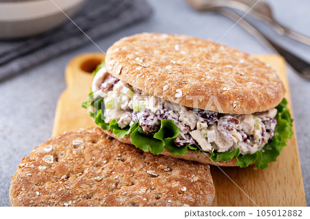 Chicken salad sandwich on whole wheat bread 105012882