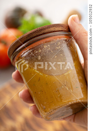 Homemade vinaigrette salad dressing Homemade vinaigrette salad dressing 105012932