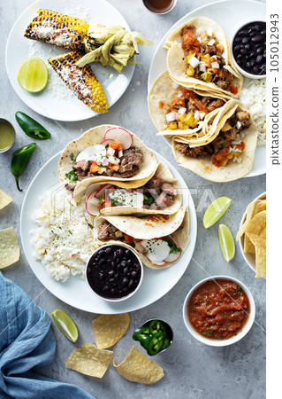 Mexican street food variety Mexican street food variety 105012943