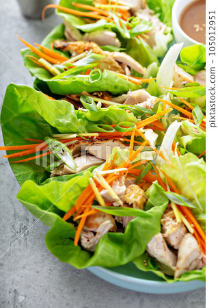 Asian grilled chicken ginger lettuce wraps Asian grilled chicken ginger lettuce wraps 105012951