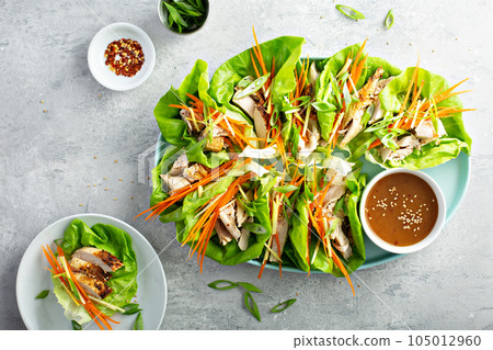 Asian grilled chicken ginger lettuce wraps Asian grilled chicken ginger lettuce wraps 105012960