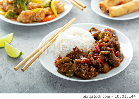 Tangerine beef with rice Tangerine beef with rice 105013144