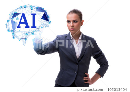 Artificial intelligent concept with businesswoman 105013404