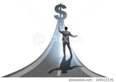 Businessman on the road to wealth 105013576