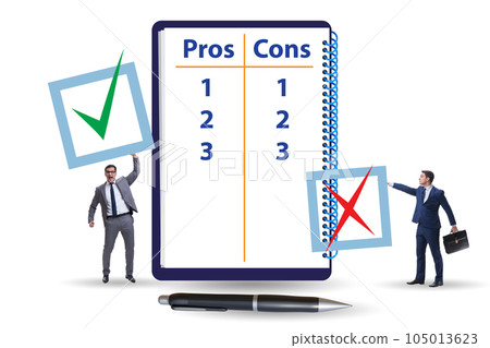 Concept of choosing pros and cons Concept of choosing pros and cons 105013623