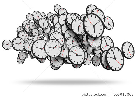 Time management concept with many clocks 105013863
