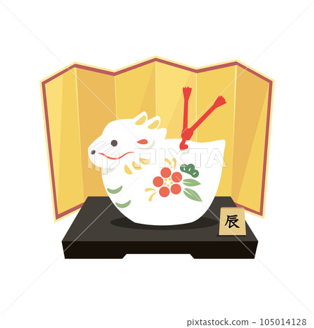 金色屏風上的龍雕像(白色)插圖 金色屏風上的龍雕像(白色)插圖 105014128