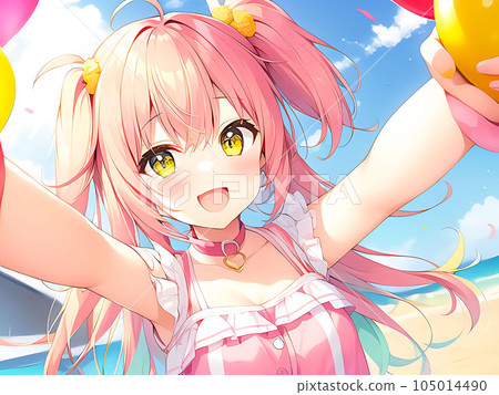 Girl illustration material 105014490