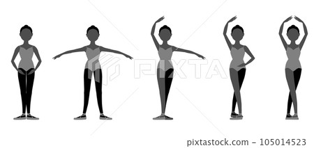舞者剪影插畫集_古典芭蕾舞姿勢 105014523
