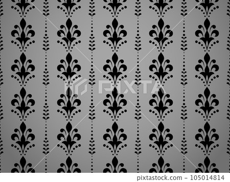 Flower geometric pattern. Seamless vector background. Black and gray ornament. Ornament for fabric, wallpaper, packaging. Decorative print 105014814