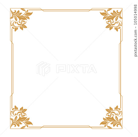 Decorative frame Elegant vector element for design in Eastern style, place for text. Floral golden and white border. Lace illustration for invitations and greeting cards. 105014998