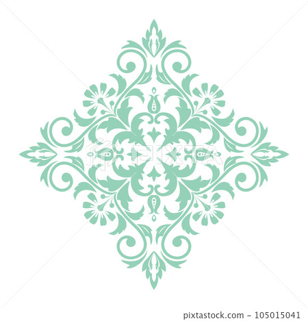 Damask graphic ornament. Floral design element. Green and white vector pattern Damask graphic ornament. Floral design element. Green and white vector pattern 105015041