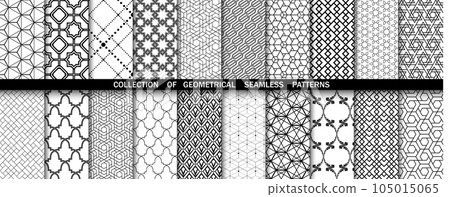 Geometric set of seamless black and white patterns. Simpless vector graphics Geometric set of seamless black and white patterns. Simpless vector graphics 105015065