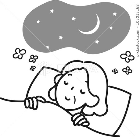 Illustration of a sleeping senior woman Illustration of a sleeping senior woman 105015168