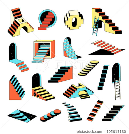 Surreal ladders. Different abstract fantasy constructions with stairs recent vector geometric ladders Surreal ladders. Different abstract fantasy constructions with stairs recent vector geometric ladders 105015180