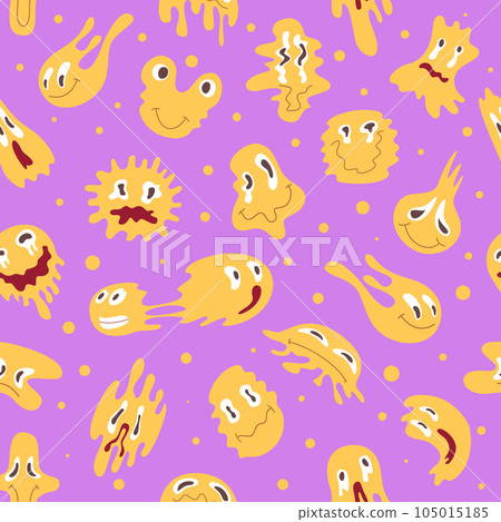 Emoticon pattern. Different liquid smiles with different emotions exact vector seamless background Emoticon pattern. Different liquid smiles with different emotions exact vector seamless background 105015185
