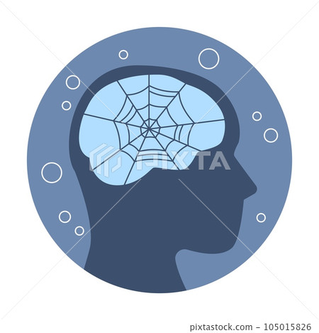 Overloaded brain spider web. Rubbish in human head, mental problems and mind hygiene. Psychology or psychotherapy recent vector metaphor Overloaded brain spider web. Rubbish in human head, mental problems and mind hygiene. Psychology or psychotherapy recent vector metaphor 105015826