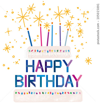 HAPPY BIRTHDAY letters blue and cake HAPPY BIRTHDAY letters blue and cake 105015891