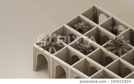 3d illustration of Islamic architecture, building with lots of dates. 3d rendering of modern islamic theme banners, Eid adha, Eid Mubarak, copy space text area 3d illustration of Islamic architecture, building with lots of dates. 3d rendering of modern islamic theme banners, Eid adha, Eid Mubarak, copy space text area 105015924