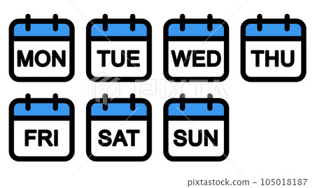Calendar icons (days of the week in English) 105018187