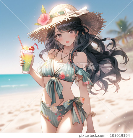 美麗的大海和泳裝女人AI圖像 105019394