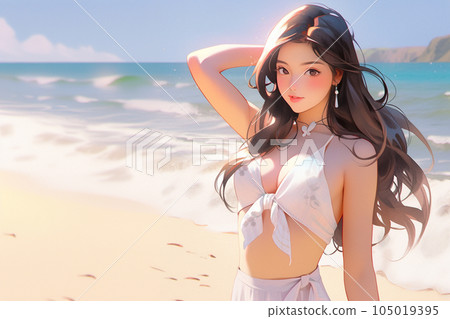 美麗的大海和泳裝女人AI圖像 美麗的大海和泳裝女人AI圖像 105019395