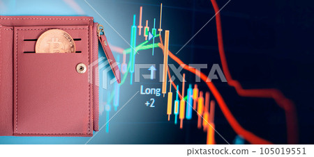 Metal bitcoins in women leather wallet. Virtual cryptocurrency concept. Cryptocurrency concept. Metal bitcoins in women leather wallet. Virtual cryptocurrency concept. Cryptocurrency concept. 105019551