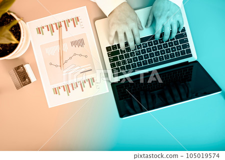 businessman dealing with finance and calculating the cost of investment in real estate and other tax system. 105019574