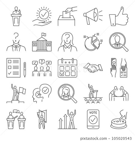 Politics icon set in line style 105020543